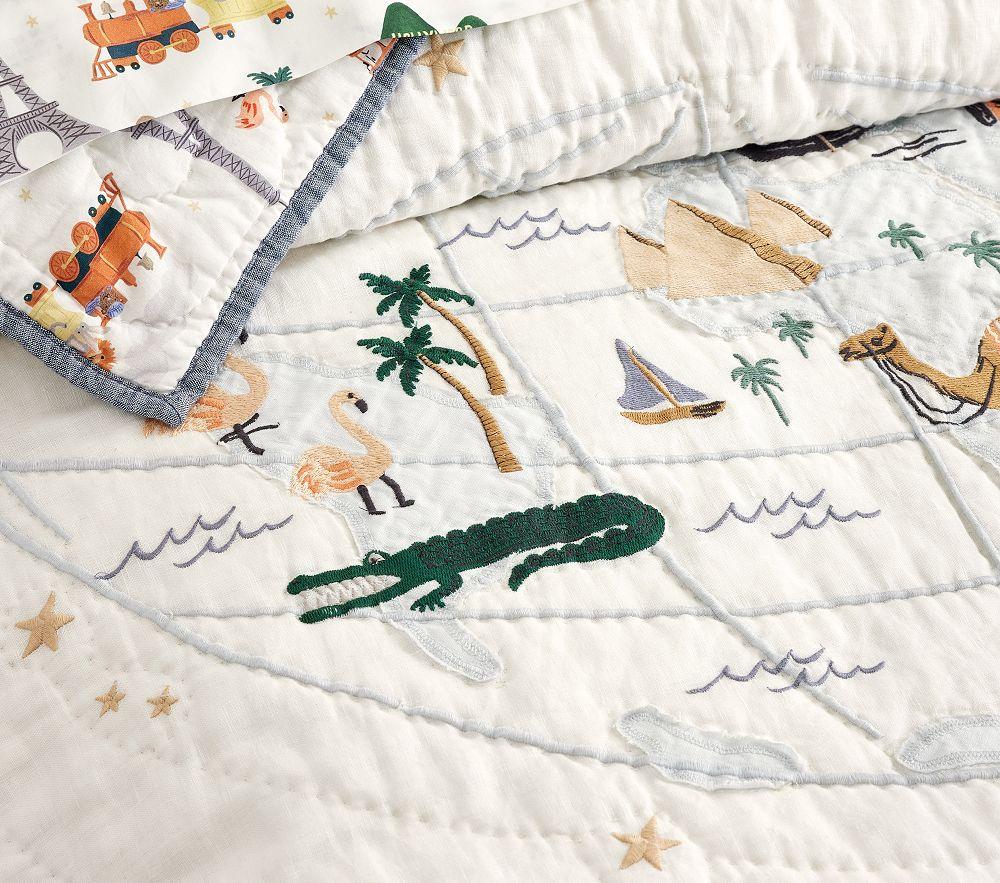 Rifle Paper Co. Globe Trotter Baby Comforter | Pottery Barn Kids